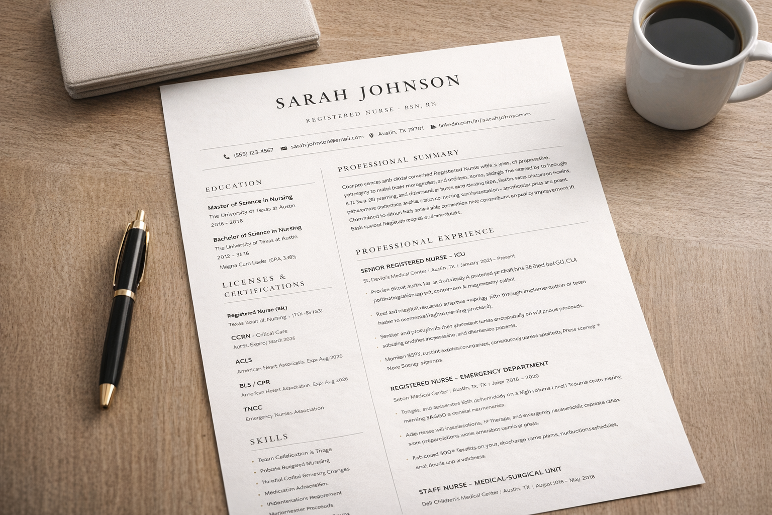 Resume template mockup