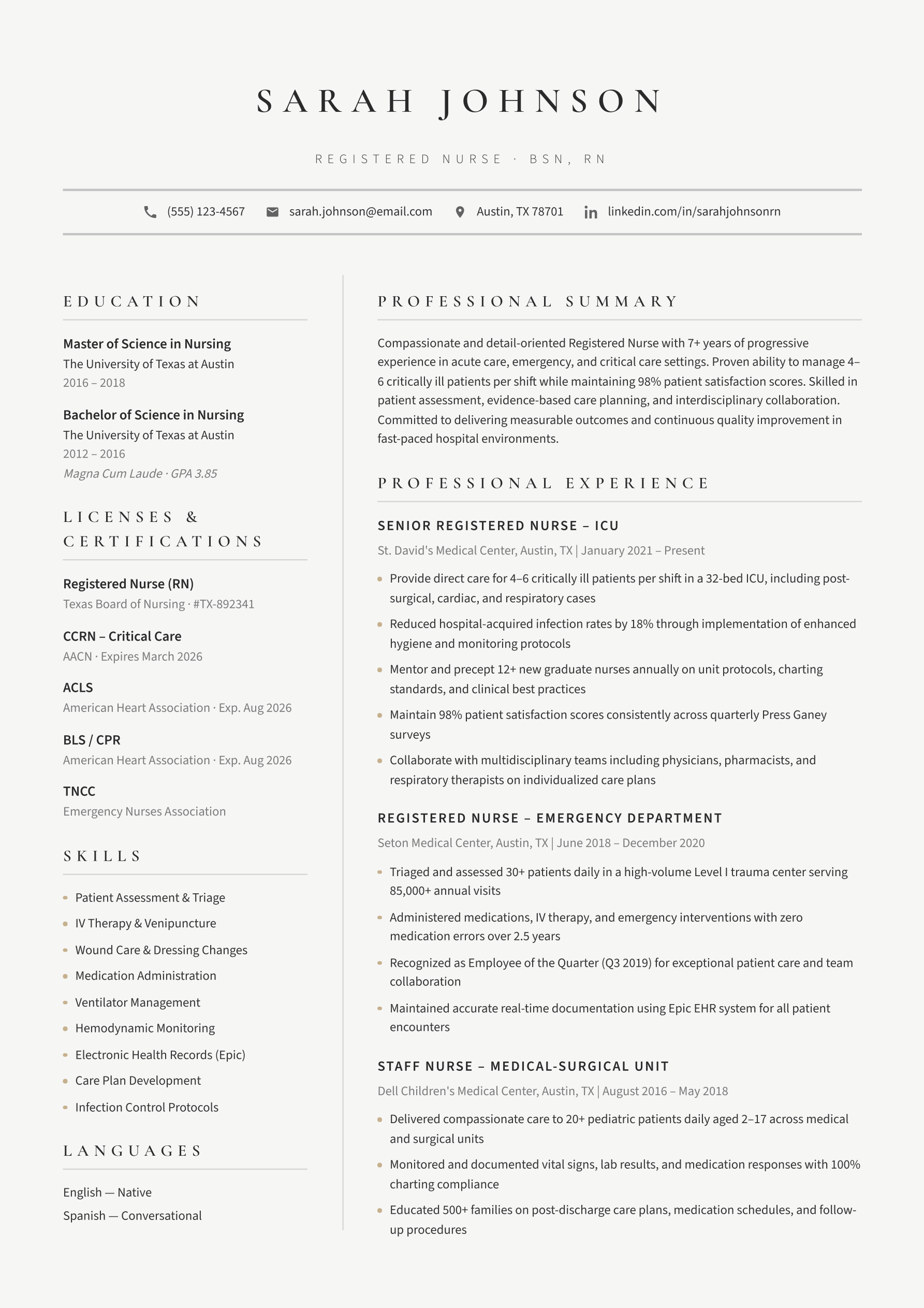 Resume template preview
